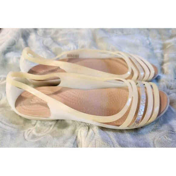 Crocs Isabella Huarache 2 Flat Sandals Beige Brown Summer Vacation Womens Size 9 - Picture 6 of 9